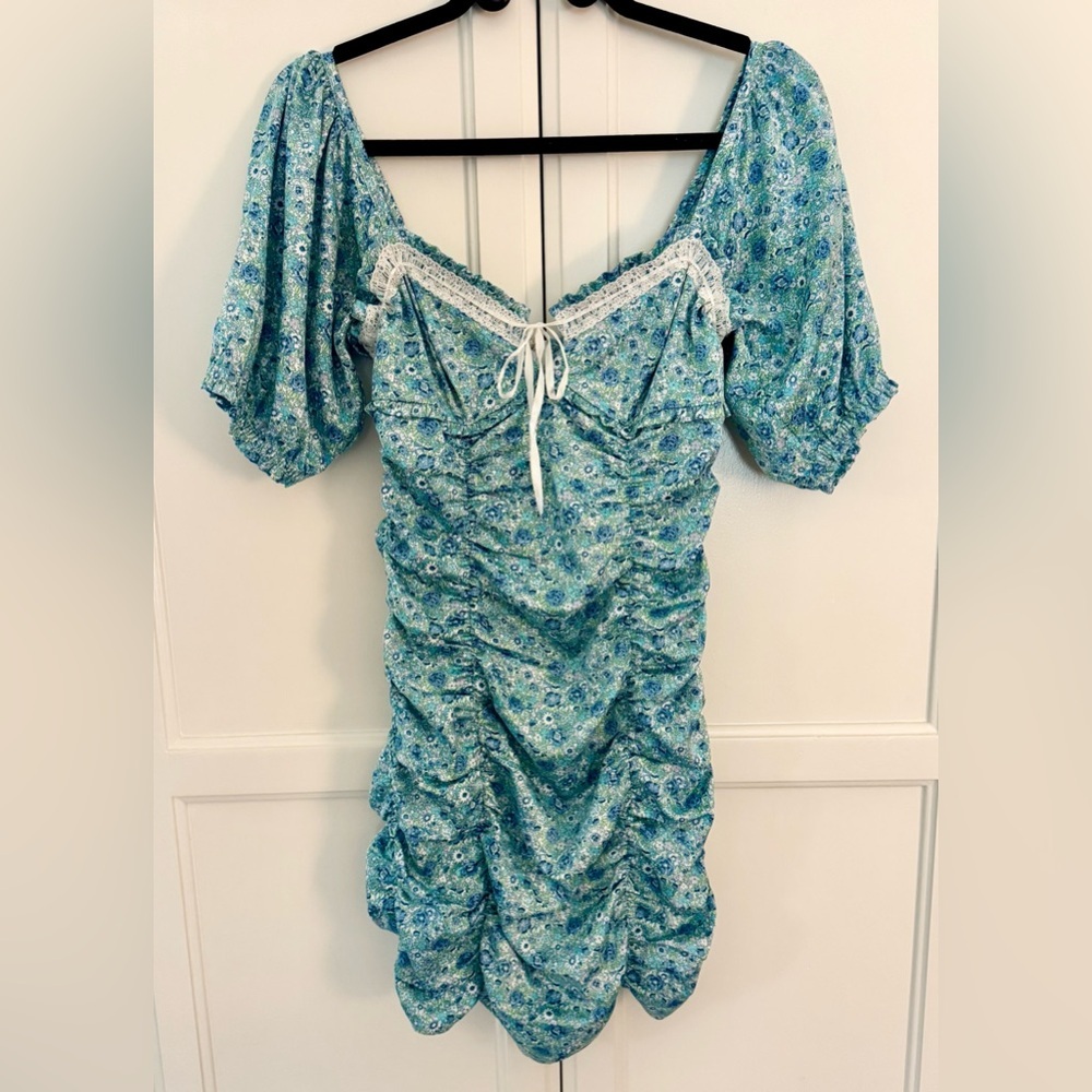 For Love And Lemons Alana Mini Dress in Blue - Picture 8 of 12